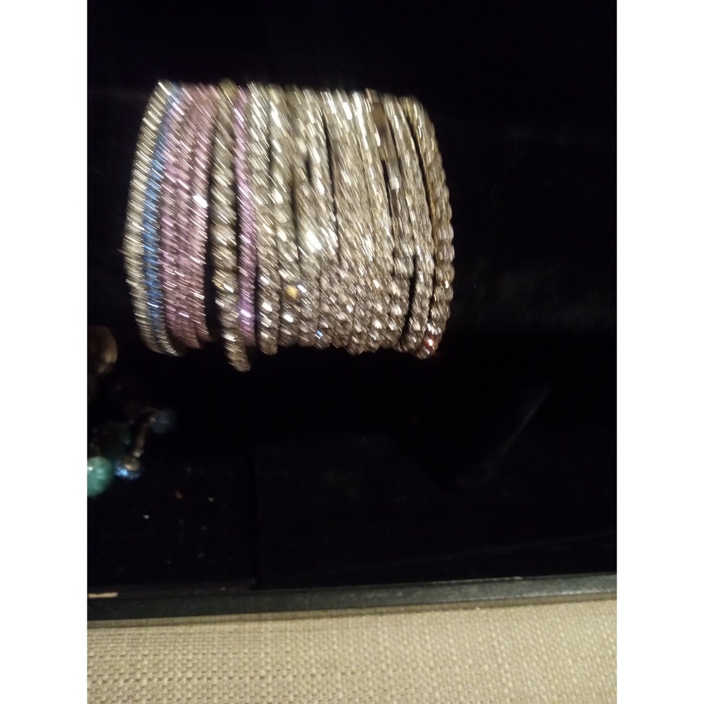 Sparkling Rhinestone Bangles Set Stackable Crysta… - image 4